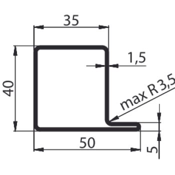 KA 4 B2B - Kształtownik prostokąt specjalny 50x40x35x1,5 L=6m